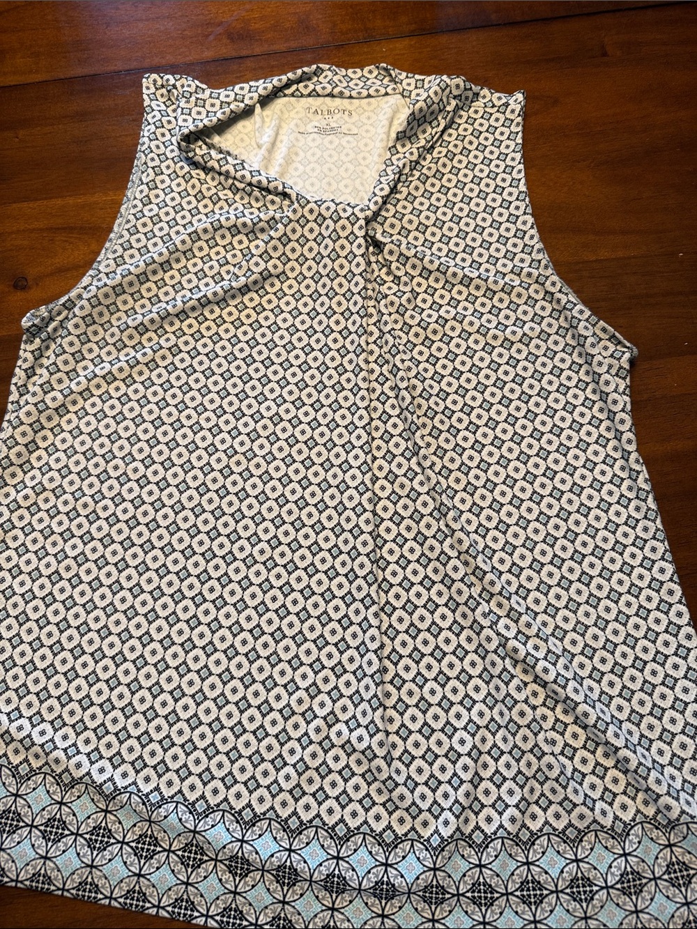 Talbots Sleeveless Geometric Print Camisole in Blue & White size XL
